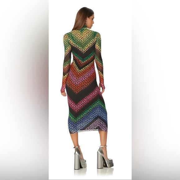 AFRM Vibrant Long Sleeve Shailene Dress in Geo Stripe size Medium - Picture 7 of 8